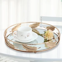 PEANDIM Minimalist Round Mirror Tray Desktop Cosmetics Jewelry Storage Tray Wedding Party Display Living Room Household Dessert 2