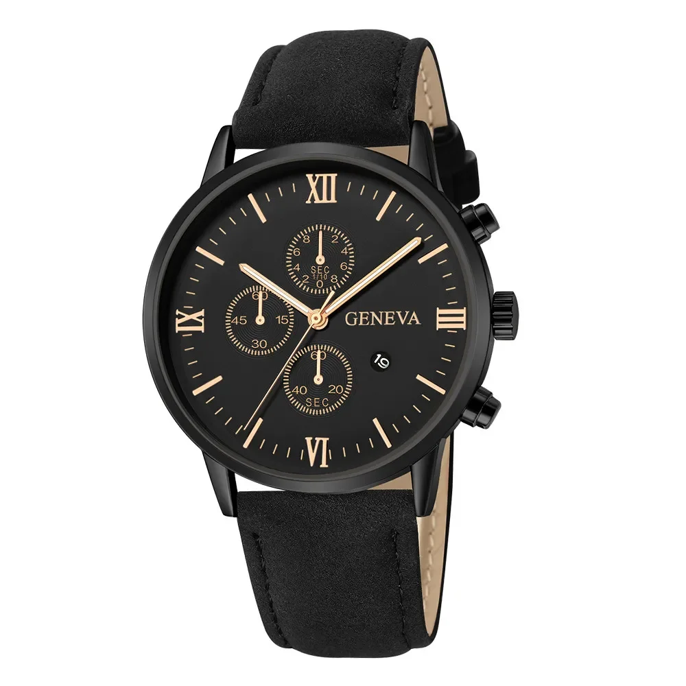 Geneva Watch Mannen Ultra Dunne Horloges Mode Sport Lederen Band Kalender Quartz Horloges Mannen Uitverkoop Dropshipping 2023