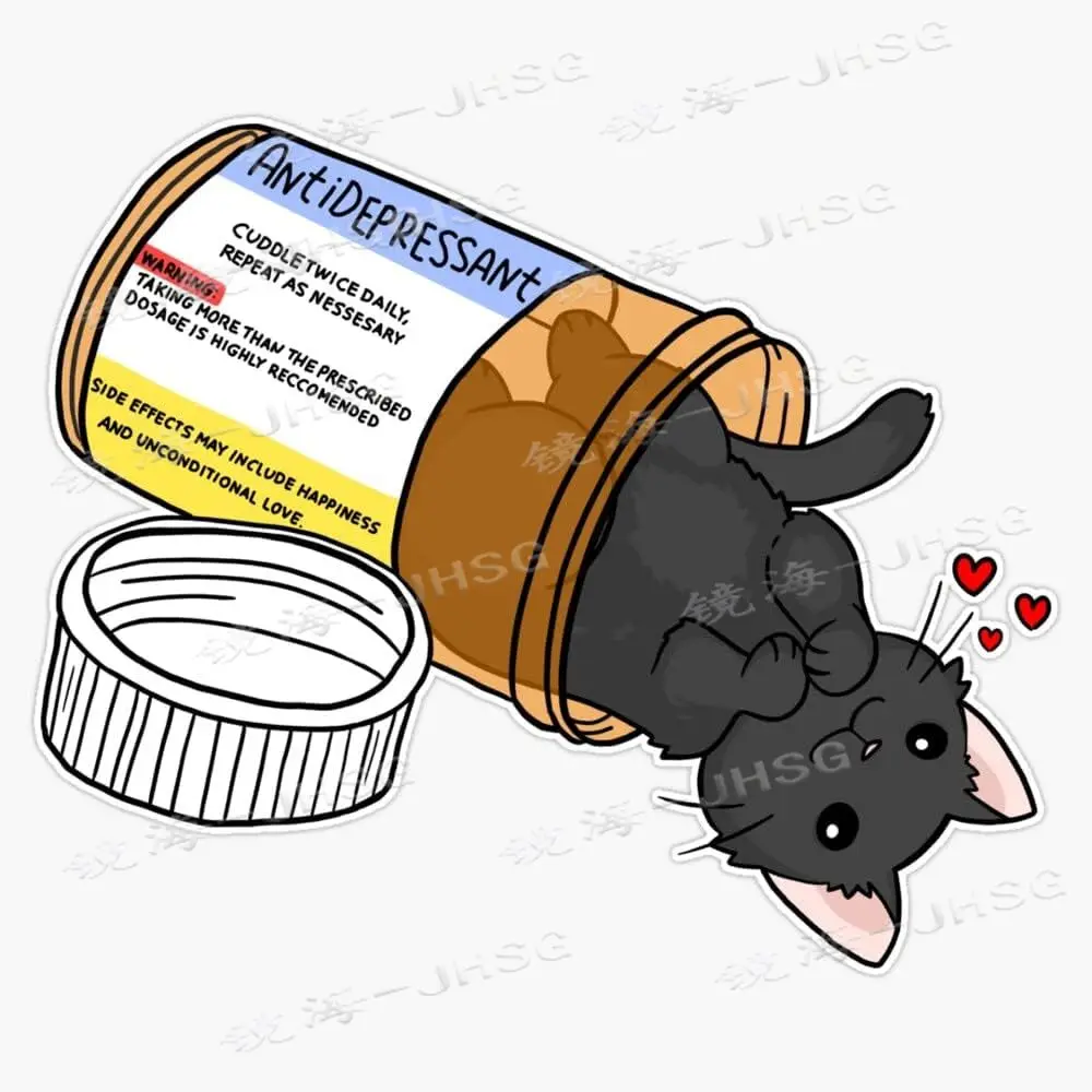 

Kitten - Anti Depression Love Medicine Vinyl Sticker - Car, Motorcycle, Laptop, Waterproof Decal
