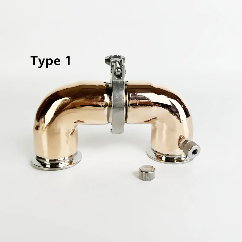 Tri-braçadeira de Cobre Tubo de 90 Graus u tipo Conjunto de Cotovelo com Thermowell Bocal e Termômetro Encaixe de Tubulação de Cotovelo 51 mm Od64 mm