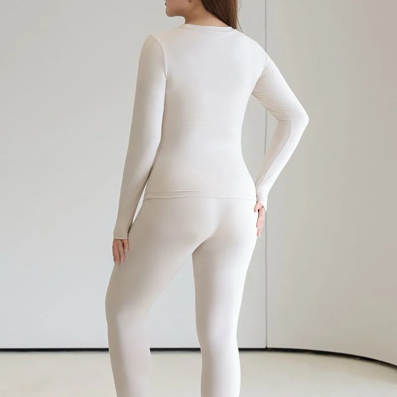 4XL Fashion Plus Size Women's Long John Premium Autumn Elastic Comfortable Thermal Underwear Slim Tops And Pants 9404