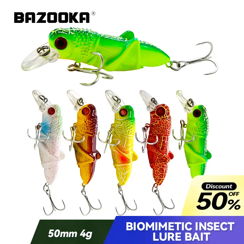 

Bazooka 4g Fishing Lure Floating Jerkbait Slow Grasshopper Insect Minnow Locust Hard Popper Crankbait Bass Carp Pike Winter Bait