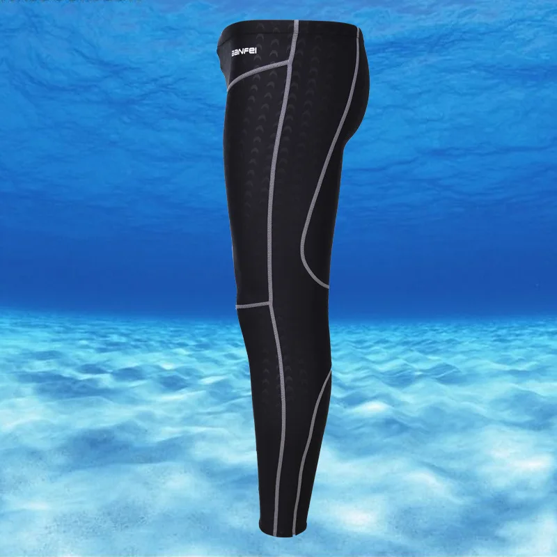 Men Swim Pants Sharkskin Swimsuit Long Tights Swimwear M-4XL Athletic  Leggings