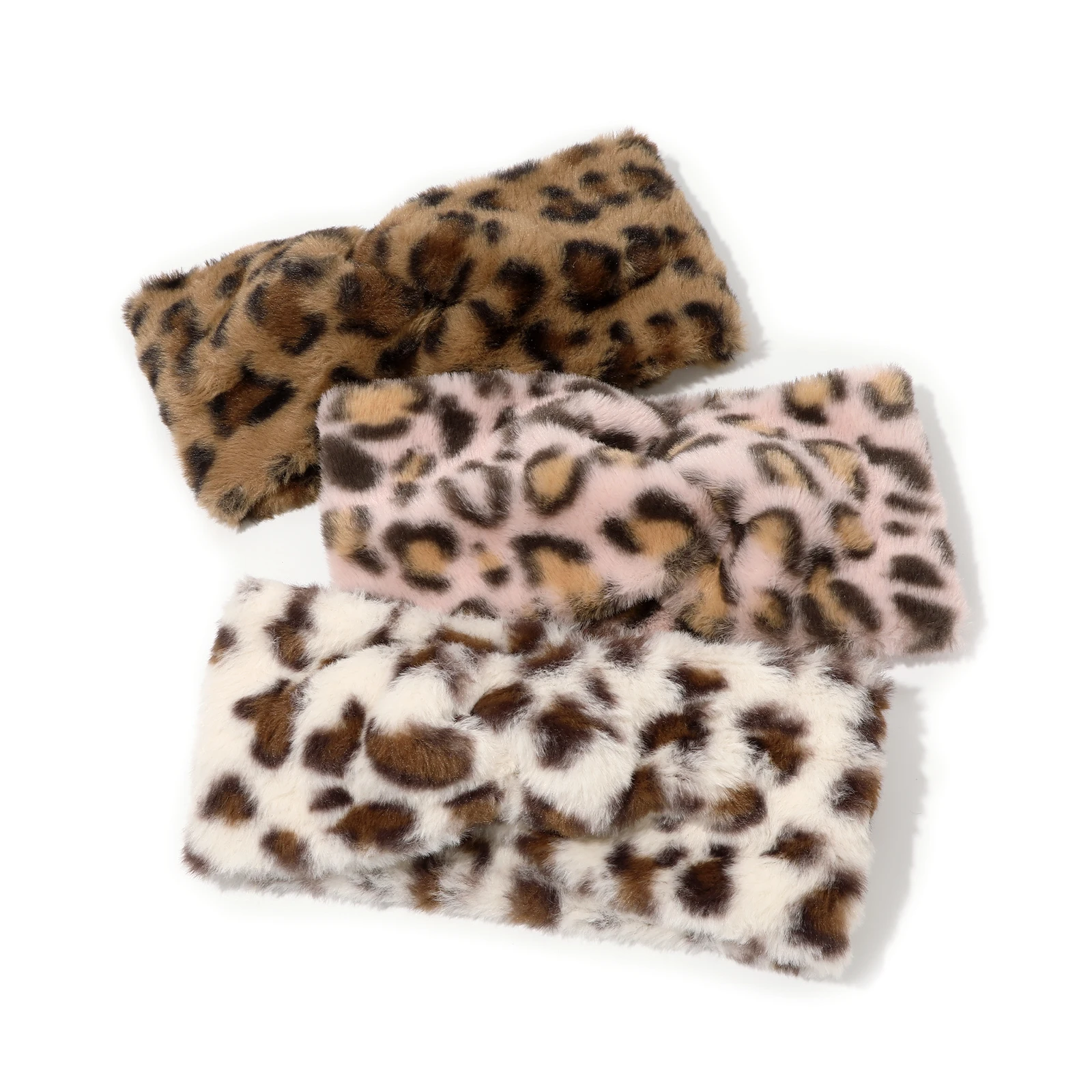 1pc Plush Leopard Print Headband For Women Autumn Winter Elastic Hairbands Girls Hair Accessories Headwear Hair Bands Turban