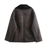 TRAF Thick Faux Leather Jackets for Women Autumn Winter Warm Jackets Woman 2024 Faux Wool Coats Long Sleeve Oversized Jacket 5
