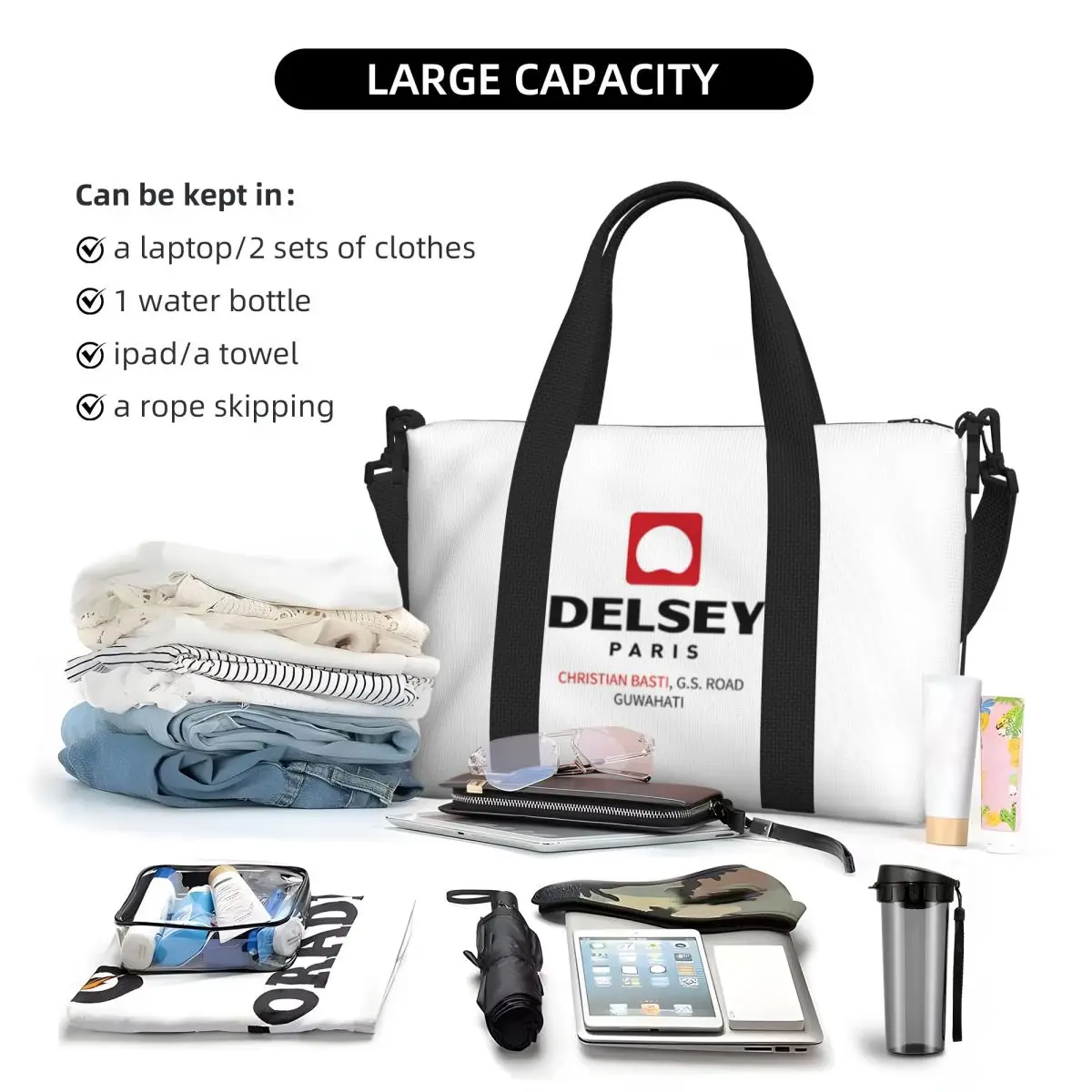 Large DELSEYS Tote Bag for Women Shoulder Shopper Beach Gym Travel Bag