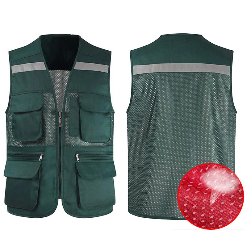 Size L-4XL Mesh Quick-Drying Vests Male with Many Pockets Mens Breathable  Multi-pocket Fishing Vest Work Sleeveless Jacket