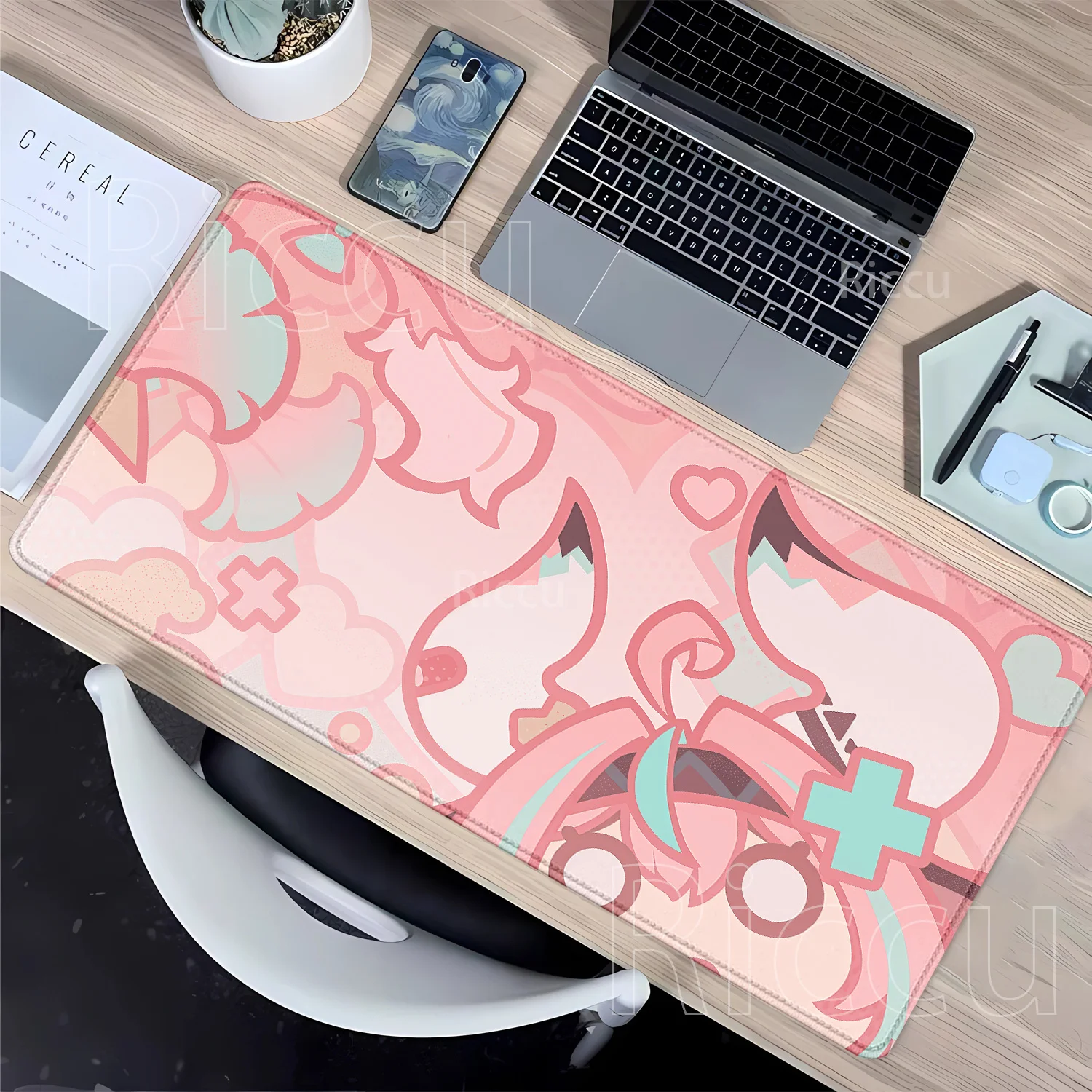 Varesa Columbina Furina Genshin Impact Pattern Gaming Mouse Pad - Large Rubber HD Printed Desk Mat