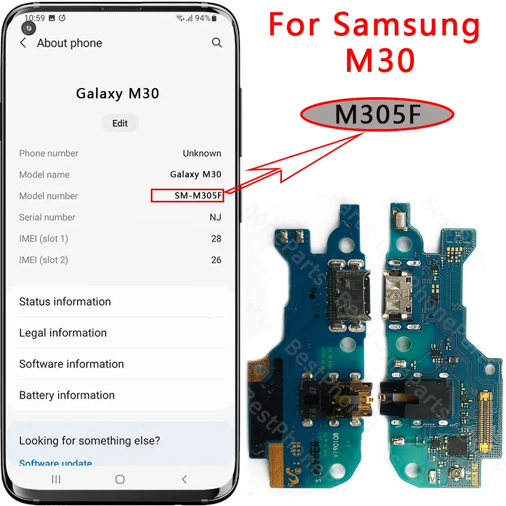 Charging Port For Samsung Galaxy M30 M30S M31 M31S M40 M42 M51 M52