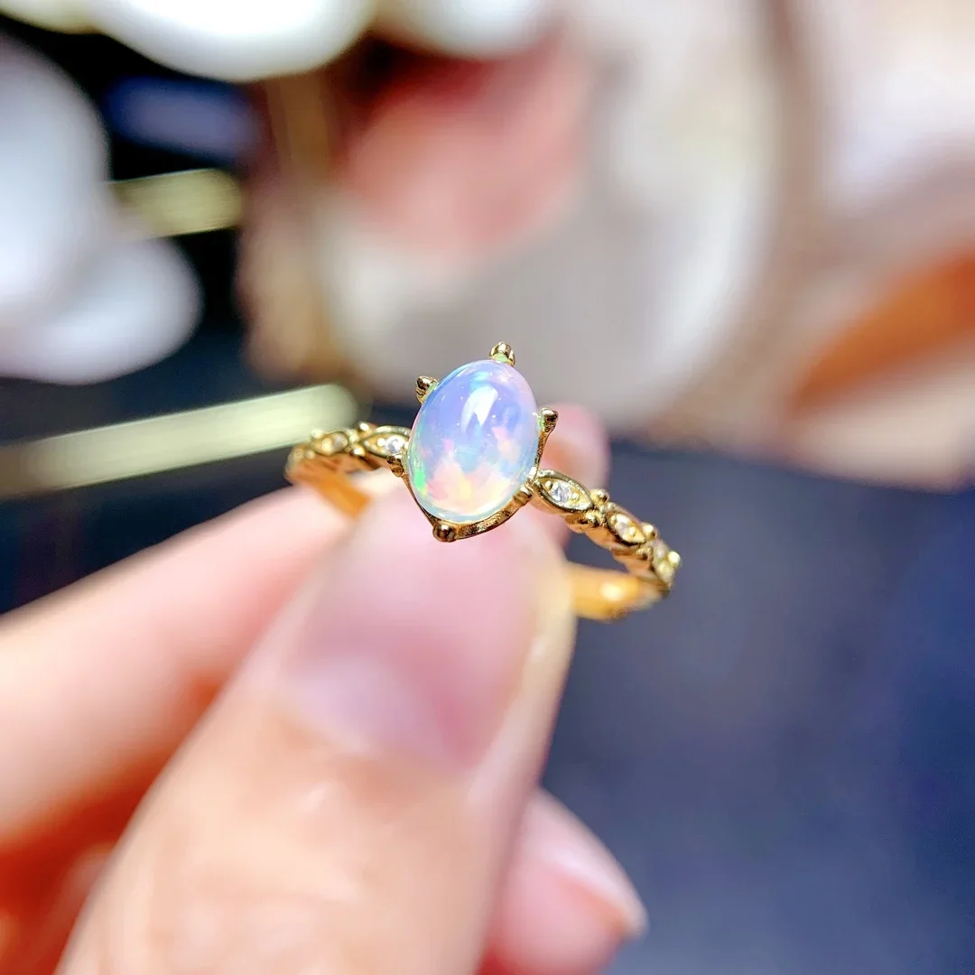 

Opal Ring Silver 925 Ring Engagement Rings for Women Luxury Gemstones Jewelry Gems New in Rings Wedding Adjustable Fine