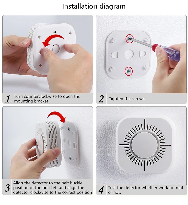 panic button bluetooth Smart smoke alarm home commercial wireless remote alarm fire fire sensor smoke detector ring alarm wall mount