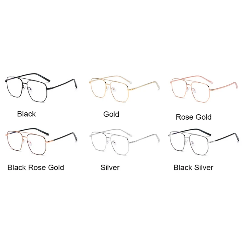 Pilot Gold Metal Frame Reading Glasses Men +1.0 To +6.0 Big Anti Blue Light Eyewear Vintage Double Bridge Men's Spectacle Frame 4