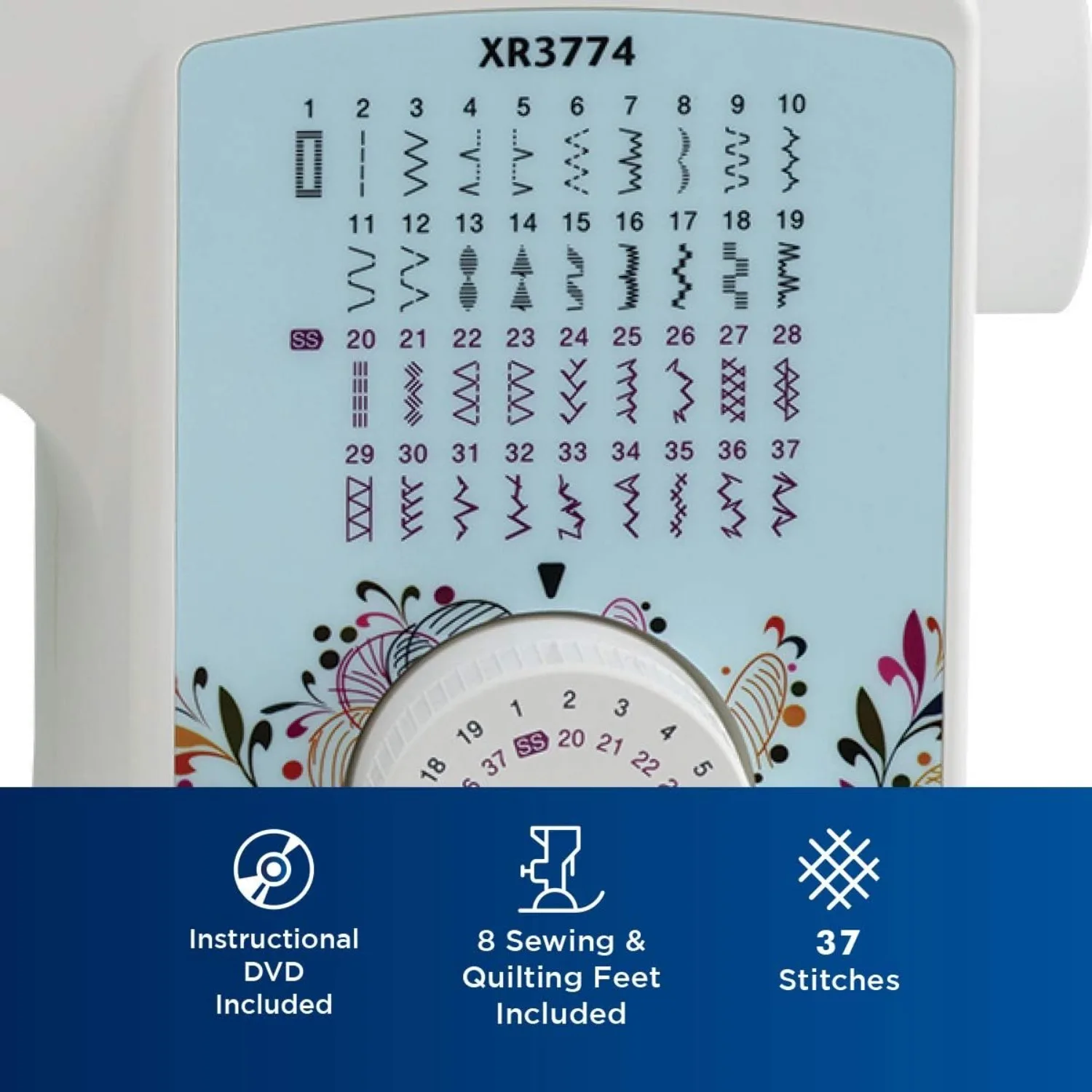 Sewing and Quilting Machine, XR3774, 37 Built-in Stitches, Wide Table, 8 Included Sewing Feet 4