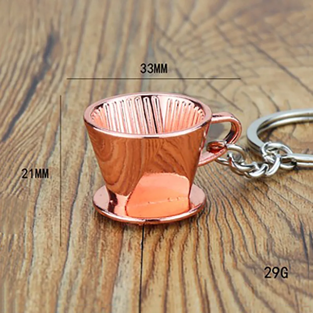 Metal 3D Creative Coffee Keychain Mini Cute Moka Pitcher Keyring Creative Accessories Creative Barista Coffee Keychain Girl Gift