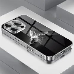 Minimalist Mountain Electroplated Phone Case with Air Glass Cover - iPhone 15 Plus (1)