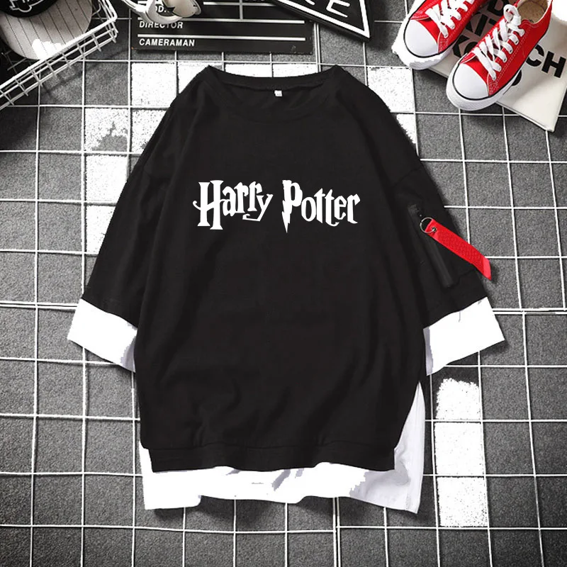 New Tops Movie&TV Harries Cartoon Trend Wild Casual Fashion Potter Short-sleeved Loose T-shirt Youth Spring Summer Clothes