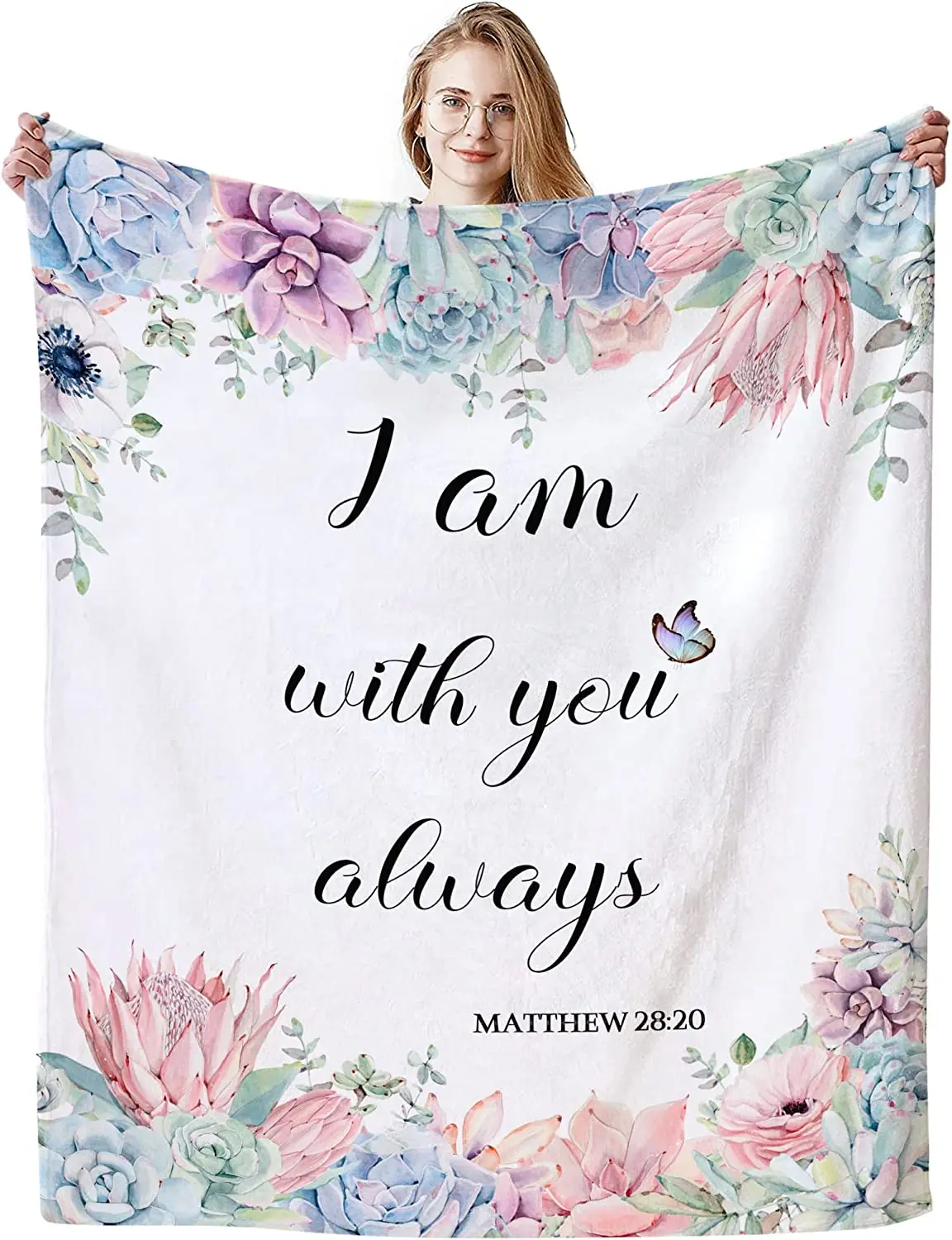 

Christian Gifts for Women Soft Flannel Inspirational Religious Blanket Bible Verse Scripture Prayer Throw Blanket Lightweight