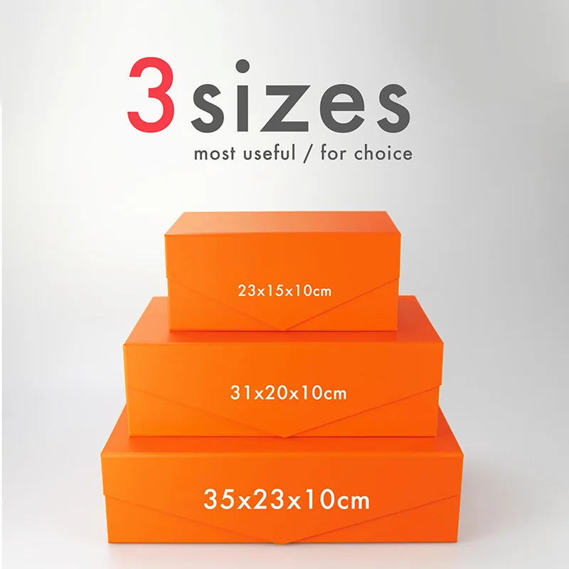 Large Orange Magnetic Folding Rigid Paper Gift Box with Custom Logo Printing, Sturdy Ca... - SKU SCP01733 - UGI Packaging