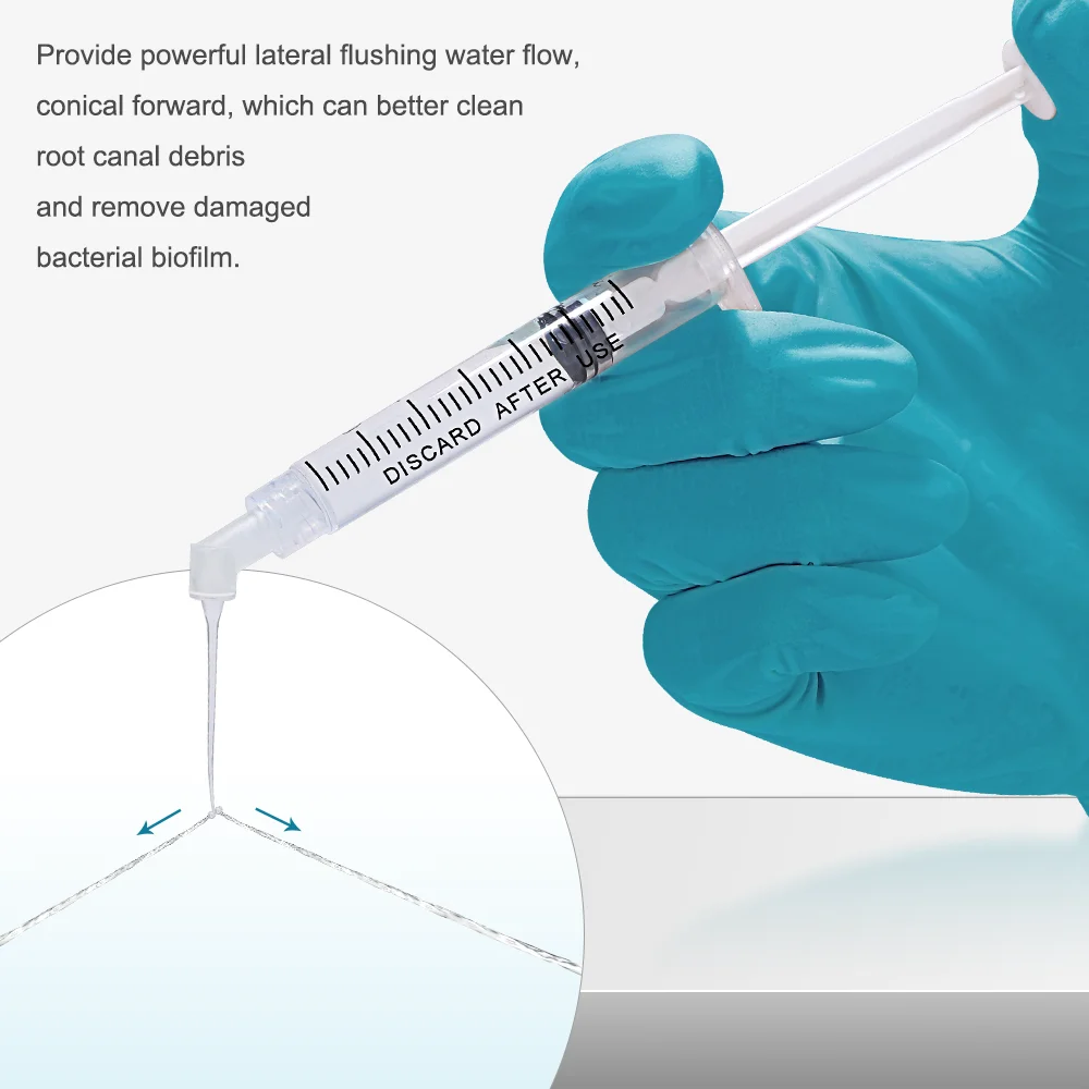AI-Endo-2S Dental Endo Root Canal lrrigation Needle Syringe Rinse Tip 4% Tip Taper Two Outlets for Dental Injection 30pcs/box 6