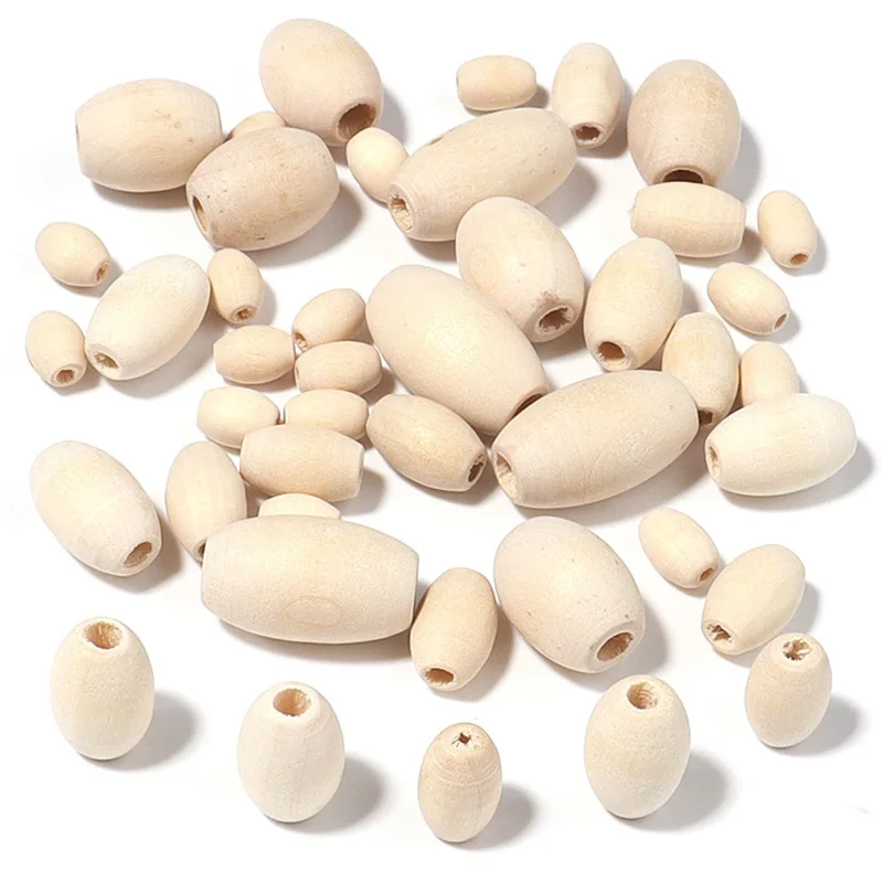 

50-500pcs/Lot Oval Natural Wooden Beads for Jewelry Making Loose Spacer Beads Wooden Pearl Balls Charms DIY Bracelet Necklace