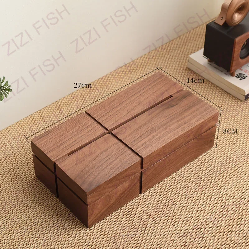 Cross Walnut Wood Tissue Boxes Household Paper Towel Case Living Room Coffee Table Removable Tissue Box Holder Home Decoration 4