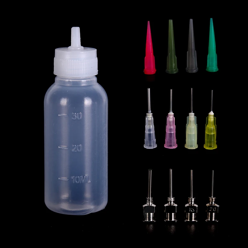 30ml Transparent Polyethylene Flux Alcohol Bottle for Dispenser Rosin Solder Paste Dispensing Bottle + 4pcs Needles Tool Parts flux core welding wire