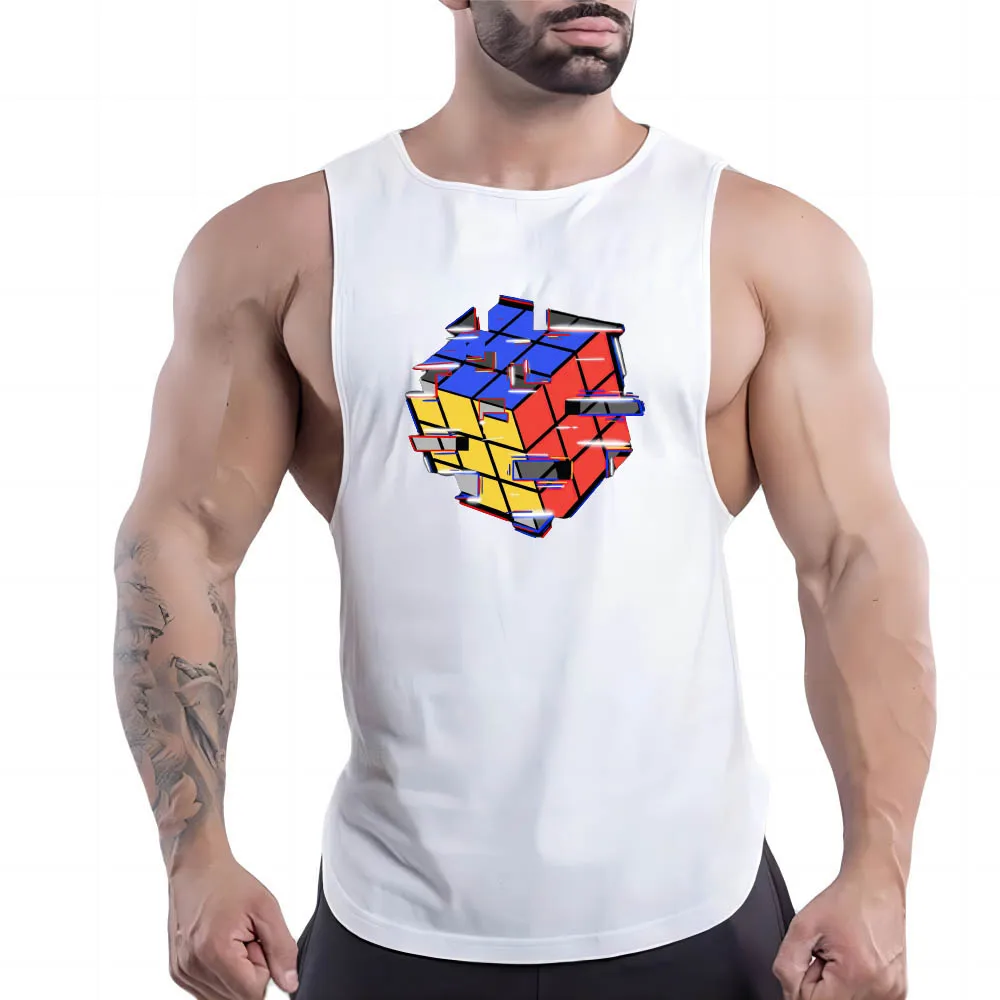 

Майка Rubik'S мужская с принтом кубика, дышащая рубашка без рукавов для баскетбола, уличная спортивная быстросохнущая модная повседневная одежда, лето