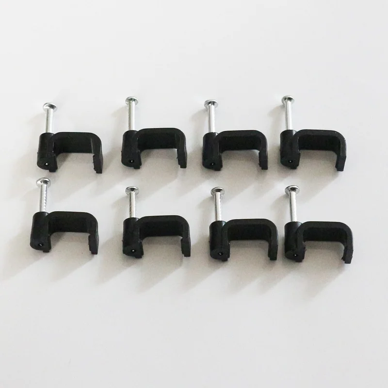 100Pcs Flat Nail Cable Clip Mount Wall Home DIY Square Clamp Office Trough Sub Line Wire Card Fixing cable tie mounts