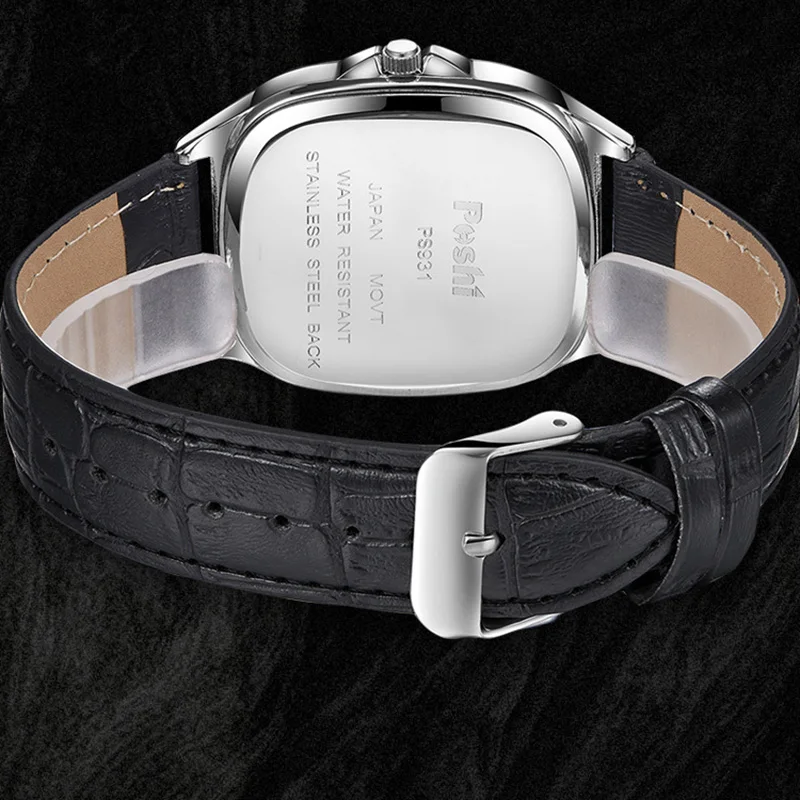 POSHI Men's Quartz Watches Leather Strap Casual Men Wristwatch Waterproof Date Luminous Luxury Business Watch for Man Male Gifts