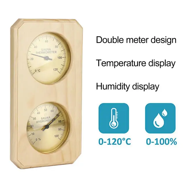 Szauna Hőmérő Nagy Pontos Beltéri Hőmérséklet-Ellenőrző Fal Lógása 2-In-1 Higrométer - Image 3