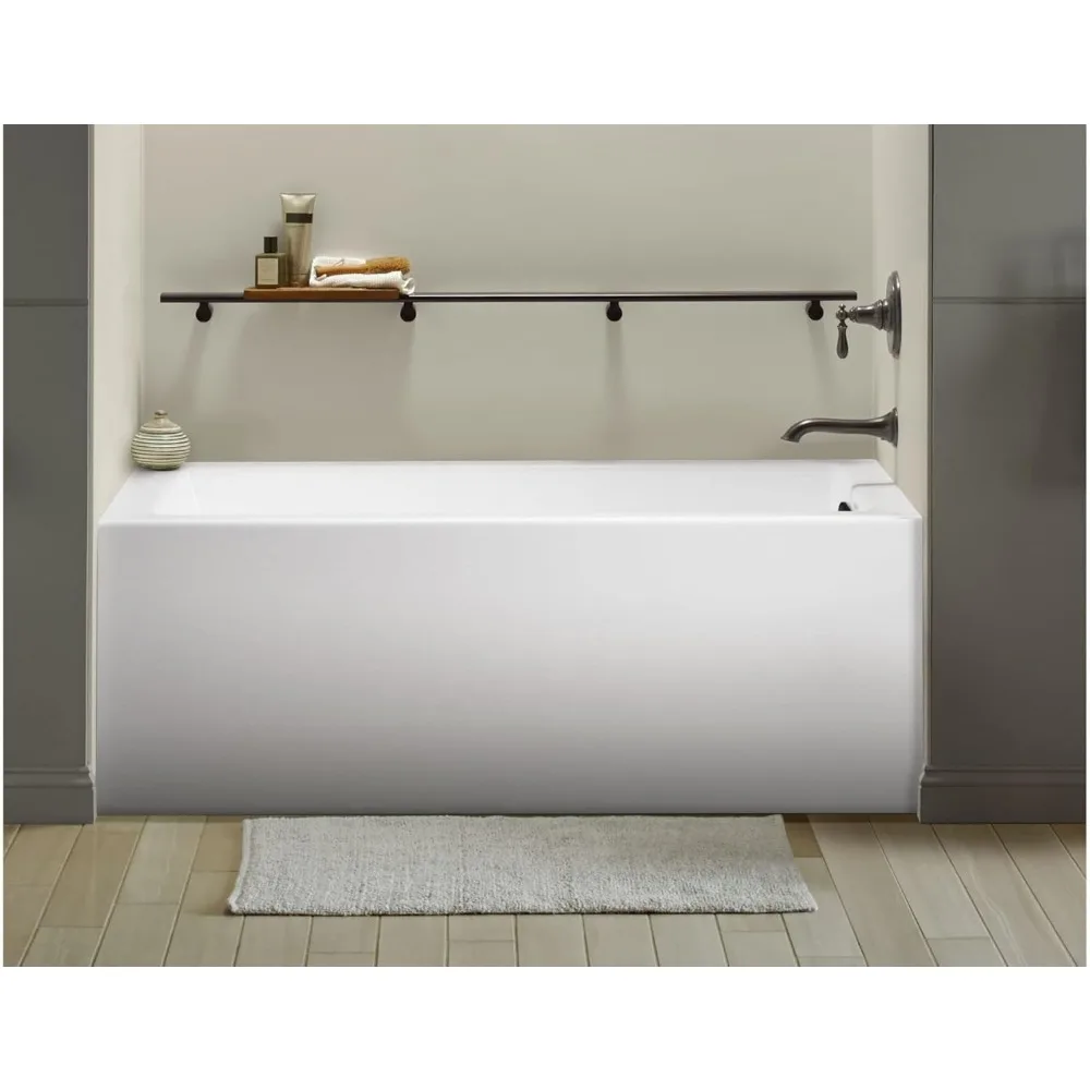 K-1957-RA-0 60x32" Alcove Bath, White, Integral Flange, Right-Hand Drain, Modern Bathroom Design