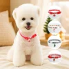 Festive Christmas Pet Collar with Santa Hat Charm - Adjustable Red Polyester Necklace for Dogs and Cats, Holiday-Themed Design 2