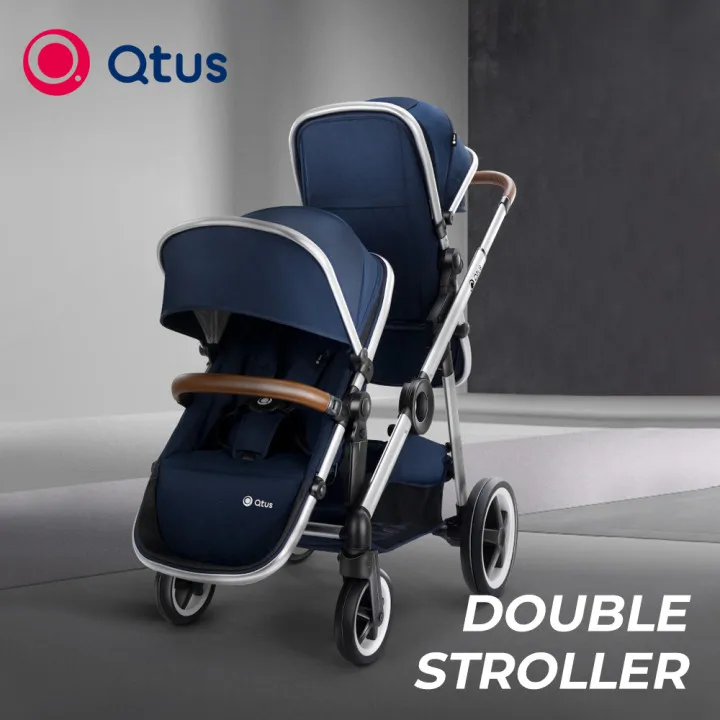 Tanie QTUS DuetPro wózek dla bliźniąt z dwoma siedzeniami-pełny wymiar wózek-wysoki