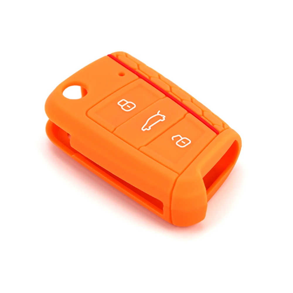 For VW Polo Golf 7 Skoda Octavia Kodiaq Karoq SEAT Ateca Leon Key Cover Shell 3 Buttons Silicone Key Fob Case