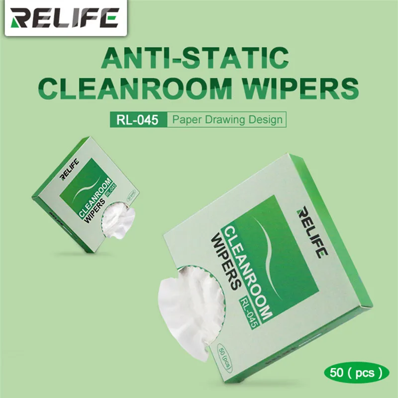 

RELIFE RL-045 50Pcs/Box Soft Antistatic Dust-Free Cloth for Phone Vacuum Packing LCD Screen Back Cover Glass Cleaning Wipers