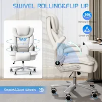 Big and Tall Office Chair 400lb Wide Seat, High Back Leather Executive Office Chair with Flip-up Arms, Ergonomic Desk Chairs 2