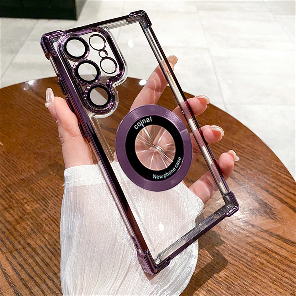 Transparent Magnetic Wireless Charging Phone Case with Plating Finish