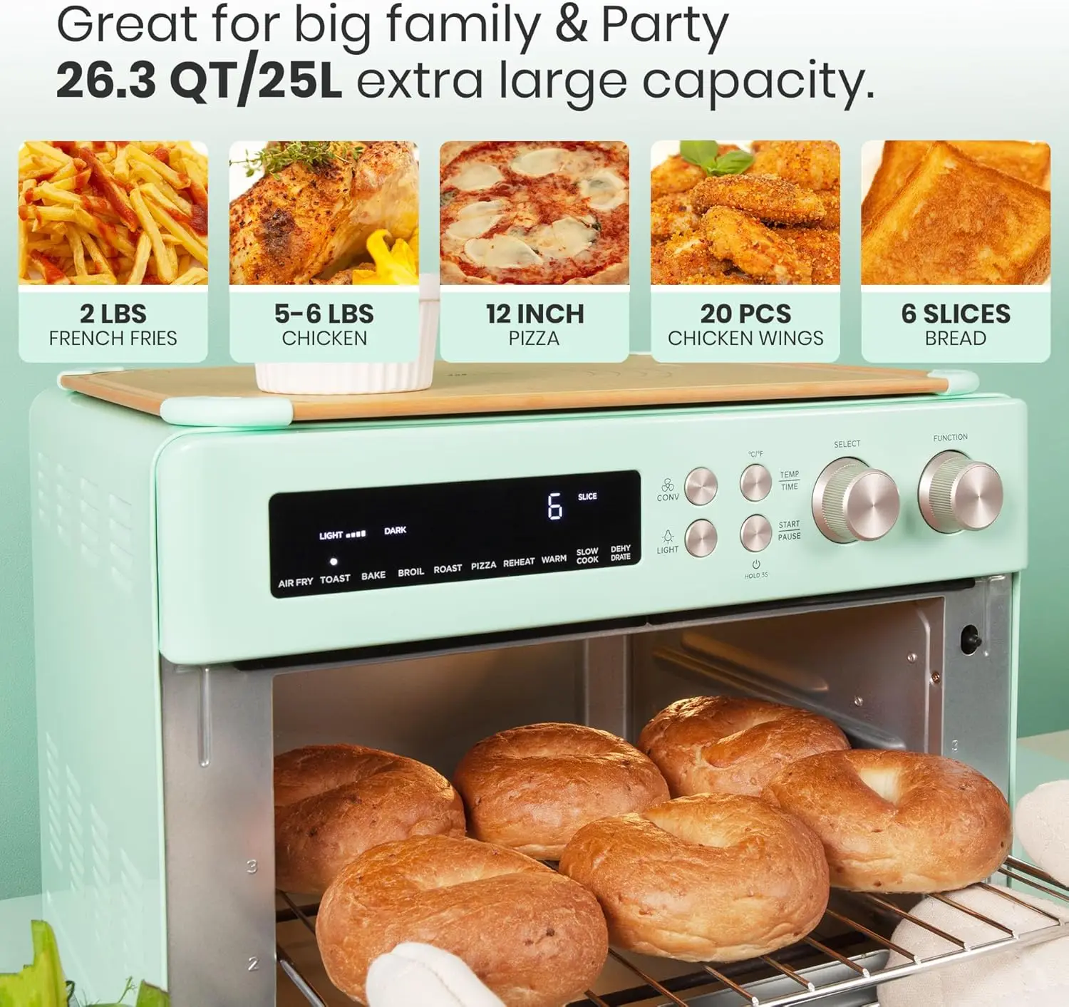 Heating Air Fryer Toaster Oven, Extra Large Countertop Convection Oven 10-in-1 Combo, 6-Slice Toast 5