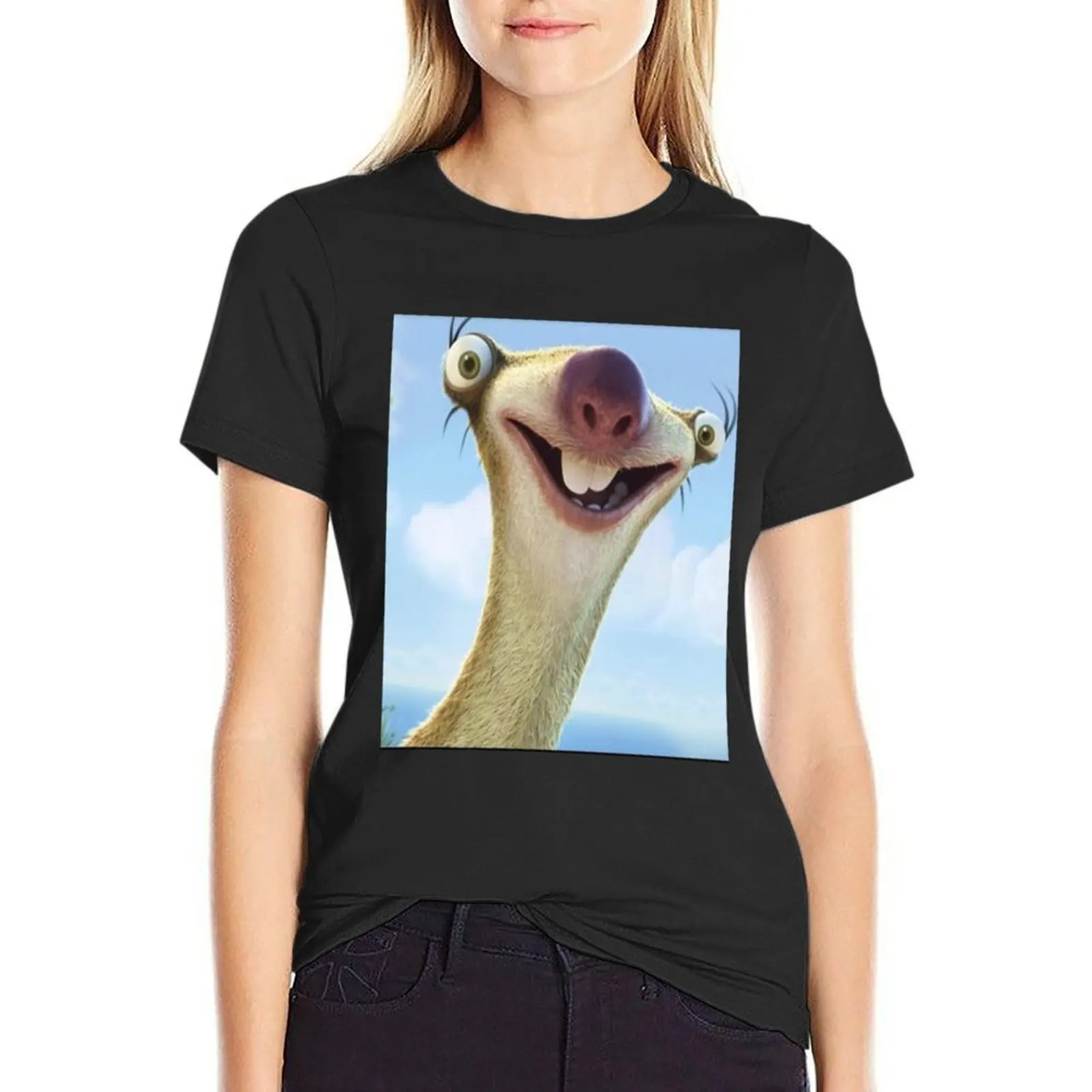 sid the sloth T-Shirt plus size tops lady clothes Short sleeve tee plain Top Women