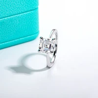 AnuJewel 3ct D Color Asscher Cut Moissanite Engagement Wedding Ring S925 Sterling Silver Rings For Women Jewelry Wholesale 2