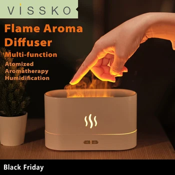 Vissko Aroma Diffuser Air Humidifier Ultrasonic Cool Mist Maker Fogger Led Essential Oil Flame Lamp Difusor 1