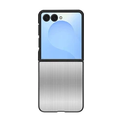 Luxury Ultra Thin Metal Brushed Phone Case - Stainless Steel Slim Protective Shell - Galaxy Z Flip5 (Silver)