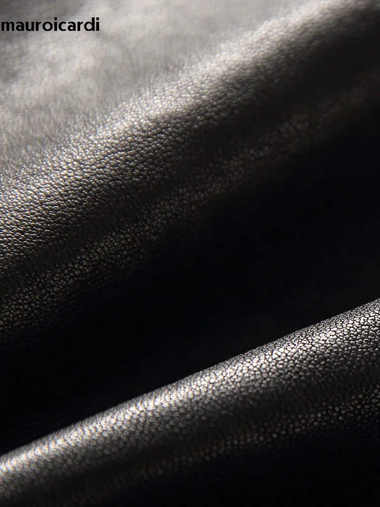 Mauroicardi Spring Autumn Luxury Elegant Cool Black Pu Leather Vest for Men with Hood Zipper Sleeveless Jacket Men Clothing leather jackets leather vest