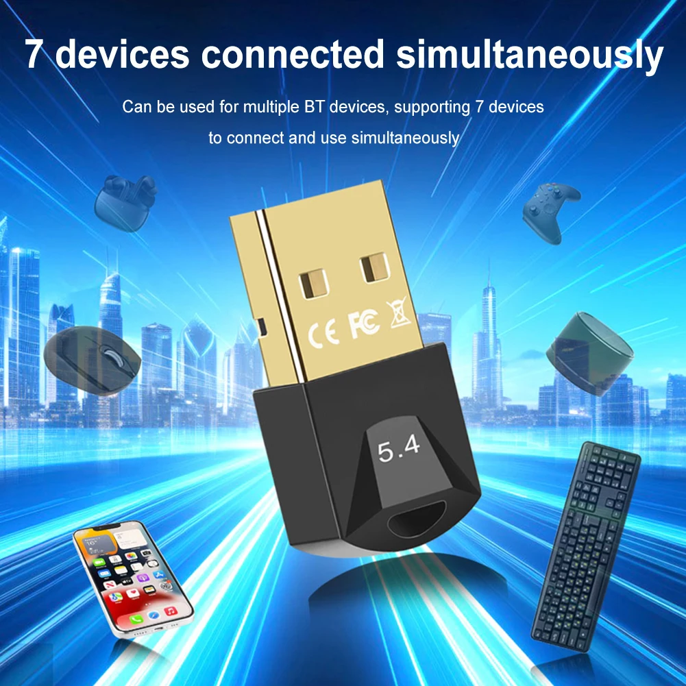 USB 블루투스 호환 5.4 어댑터, 무선 동글 드라이버 프리 지원, 컴퓨터 데스크탑 노트북용, Windows 11, 10/8.1
