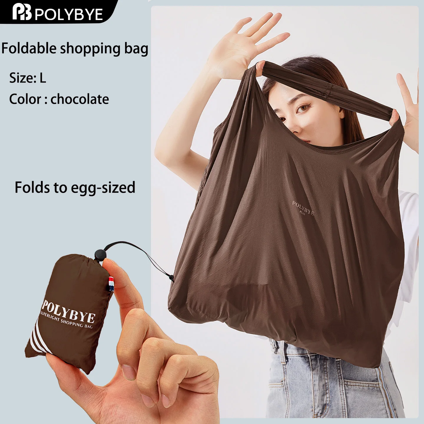 Eco-Friendly Reusable Nylon Tote Bag - Large, Portable, and Waterproof