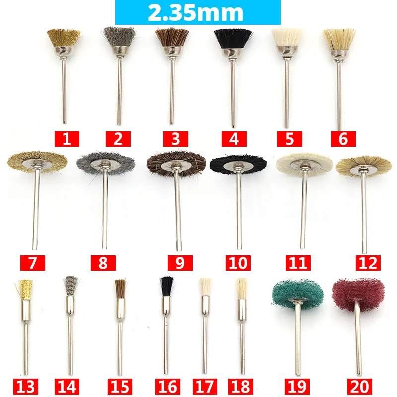 2.35mm wholesale 1pcs Mini Wire Brush Wheel Cup Brass Steel Wire Brush Set Shank For Power Dremel Rotary Tools Polishing buffer set of 3 0mm shank copper plated brass wire wheel brush mini drill for dremel rotary tools polishing brushes 25mm 15mm 5mm