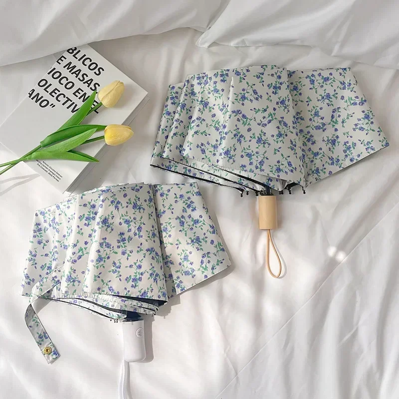 Eco Chic Floral Folding Umbrella with UV Protection & Automatic Open-Close
