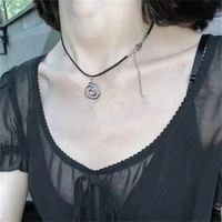 Vintage Spiral Vortex Pendant Hand-woven Leather Rope Necklace for Women Unisex Boho Pentagram Necklace Fashion 2023 Y2K Jewelry 2