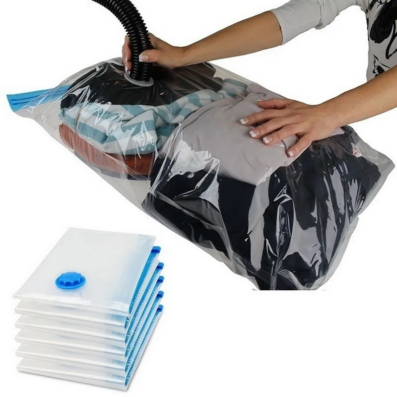 Convenient Vacuum Bag Storage Home Organizer Transparent Clothes Organizer