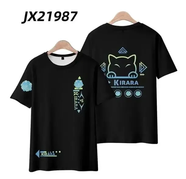 Genshin Impact Kirara Cosplay Costume for Men and Women, Short Sleeve T-shirt, Hip Hop Graphic T-shirts, Harajuku tops, 2024